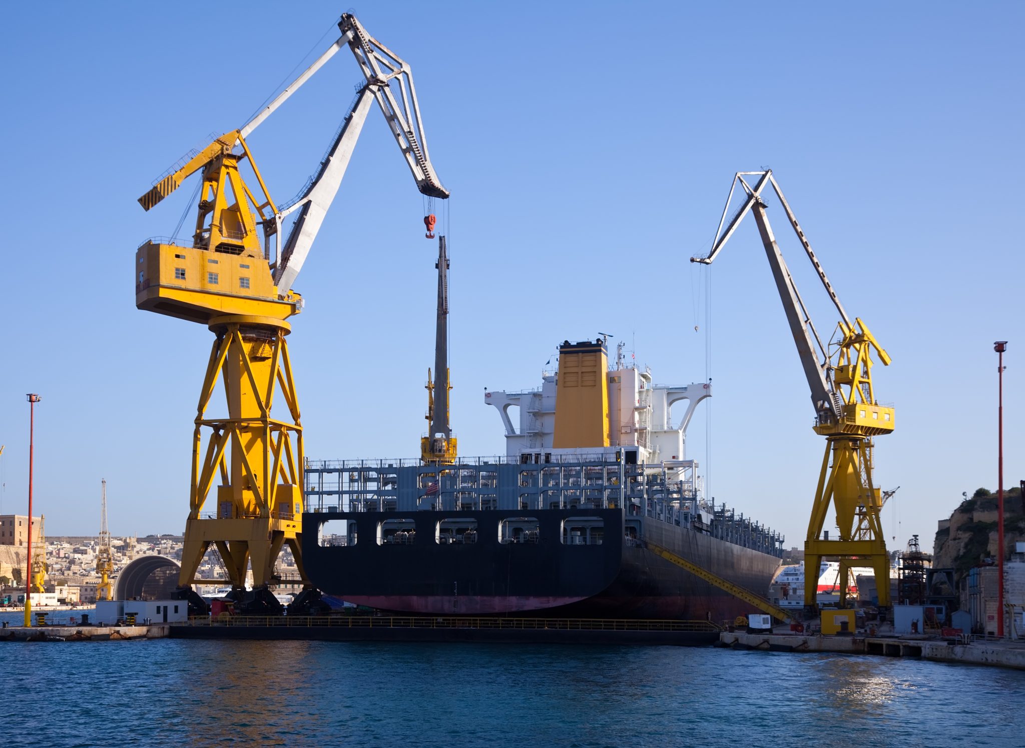 big ship in dry dock