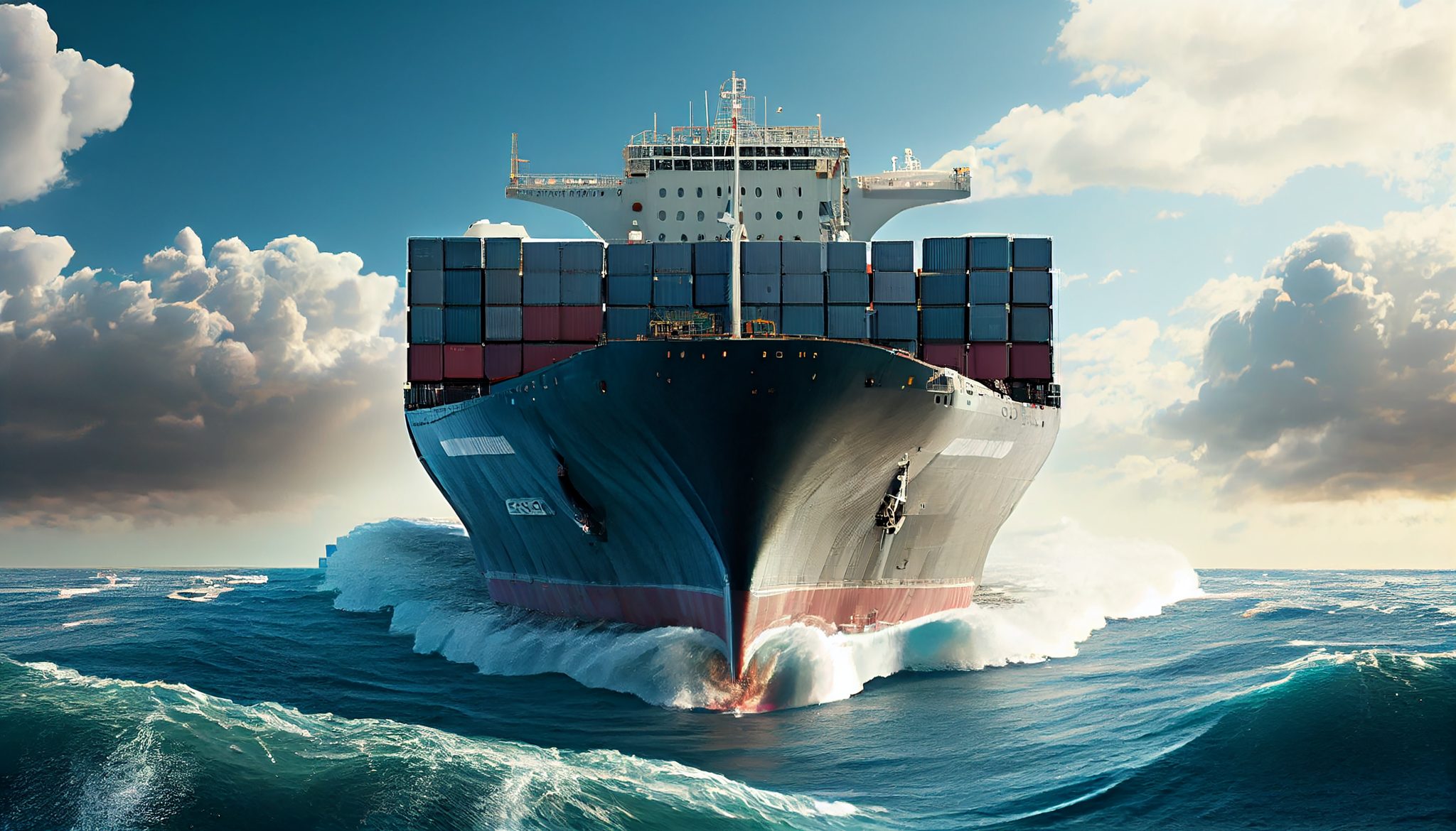 shipping industry delivering cargo on large container ship ,generative ai